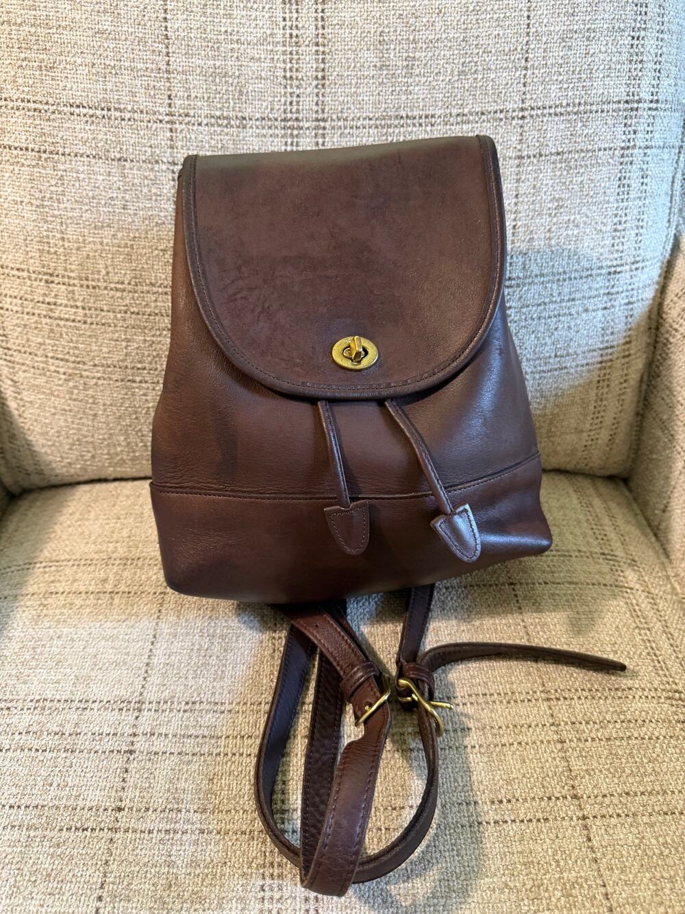 Coach Daypack 9791 Backpack Women's Brown Leather Top Handle Shoulder Strap USA